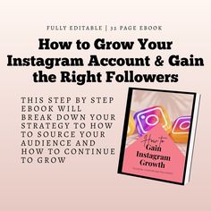 This 33 page workbook is perfect to help you define specific goals and create a plan on how to up your Instagram follower count and game accordingly. This workbook is yours to use as you refine your brand, clean up your feed, and start making posts that pack a punch.  Includes topics: -Start at the start - Get your Instagram strategy down first -Getting to know your audience  -Gathering great ideas for your content -Perfecting your Instagram profile -Using what you've learned  -Establish where y Grow My Instagram, Social Media Tracker, Instagram Follower, Follower Count, Social Media Content Planner, Instagram Plan, Best Time To Post, Instagram Planner, Marketing Planner