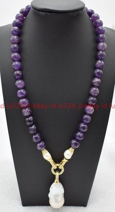 Product Description          Style:        Necklace Size:          6/8/10/12mm Quantity:   1 Strand length:     14-28 Inches Color:     Purple &White Clasp: -- Condition: New If you want to buy more , please contact us . Thanks ! &&&&: Sale the items does not include box.   Payment Policy&Shipping Policy We accept PayPal Please pay within 24 hours If no payment or contact is made with in 7 days item will be relisted. Thank YouPlease make sure the "Ship To" address you input in Paypal is correct.Items are shipped within 1-2 business days. The shipping address must be the same as the Paypal registered address.All of our items are shipped via  Air Mail within 1-2 business days upon receiving paymentand you will receive the items about 10-22working days. Shopping Detail:   We usually  send the Jean Art, Baroque Pearl Pendant, Bracelet Craft, Bracelet Craft Diy, Amethyst Gem, Amethyst Beads, Necklace Size, Pearl Pendant Necklace, The Ship