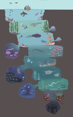 an underwater scene with many different types of animals