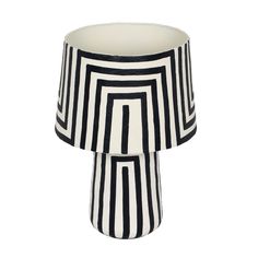 a black and white striped lamp shade