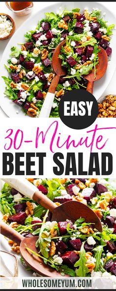 an easy 30 minute beet salad recipe with text overlay