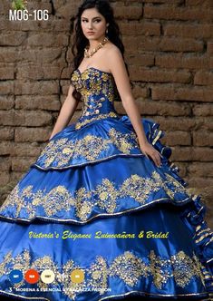 Ragazza Charro Embroidered & Beaded Quinceañera Dress - Victoria's Elegance Quinceañera & Bridal Charo Quinceanera Dresses, Quinceanera Dresses Blue, Quince Dress