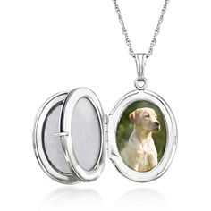 Ross-Simons - Single Initial - Silver Four-Photo Oval Locket Necklace. 18". This lovely oval locket boasts a charming floral border with a FREE engraving of a single initial in your choice of block or script type. Finely crafted in polished sterling silver and holds four 5/8" x 7/16" photos to treasure close to the heart. Suspends from a rope chain. Springring clasp, sterling silver oval locket necklace. Oval White Gold Locket Necklace For Keepsake, Oval White Gold Locket Necklace Keepsake, White Gold Oval Locket Necklace For Keepsake, Classic Oval Locket Necklace For Memorial, Classic Personalized Oval Locket Necklace, Classic Oval Personalized Locket Necklace, Oval Locket Necklace For Memorial, Oval Locket Necklace, Diamond Evil Eye