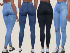 three different views of the same woman's butts and jeans, both with high waist