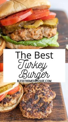 the best turkey burgers with tomatoes, peppers and pickles