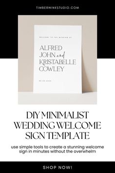 Make Elegant, Simple Wedding Welcome Signs at Home Elegant Wedding Welcome Sign, Elegant Simple Wedding, Stationery Shop