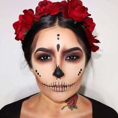 Nem Halloween Makeup, Makijaż Sugar Skull, Halloween Simples, Teknik Makeup, Halloween Makeup Clown, Cute Halloween Makeup