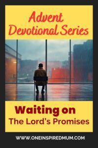 a man sitting in a chair with the words,'waiting on the lord's prom