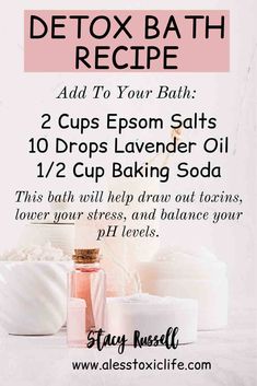 Detox Bath Recipe, Salt Lavender, Diy Detox, Homemade Bath Products, Body Detox