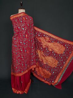 Pure Crepe  Hand Embroidered Saree              "With Hand Embroidered Blouse"   Gorgeous Hand Embroidered Kashmiri Saree, which you can wear at Any Occasion About this Saree :  We have for the sophisticated stylist in you, the one who loves elegance, who loves to be luxurious in their style, a gorgeous, graceful Beige  Hand embroidered saree to add to your graceful closet another deluxe star. this beautiful  Saree will add an unmatched grace to your persona. The saree comes with its blouse and Kashmiri Hand Embroidery, Royal Saree, Kashmiri Saree, Hand Embroidered Blouse, Maroon Saree, Crepe Saree, Embroidered Saree, Ethnic Sarees, Wedding Saree Indian