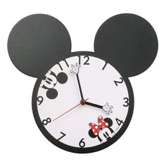 a mickey mouse clock is shown with the numbers on its face and ears painted black