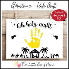 a handprinted sign with the words, christmas kids craft on it and palm trees