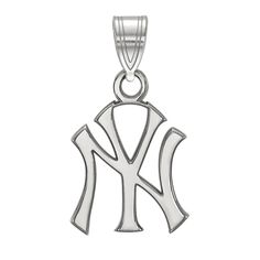 the new york yankees logo is shown in this sterling - plated pendant on a white background