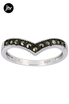 0.25ctw Round Gray Marcasite, Black Rhodium Over Sterling Silver Ring. Measures Approximately 0.81"L x 0.27"W. Not Sizeable. Black Rhodium, Sterling Silver Ring, Silver Ring, Sterling Silver Rings, Silver Rings, Sterling Silver, Ring, Grey, Silver