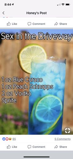 an image of a blue curaco drink on facebook