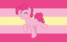 the pinkie pony is smiling while standing in front of a striped background