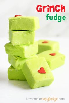 green fudge candy stacked on top of each other