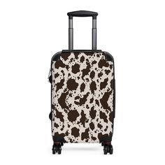 Be the talk of the town (and the airport) with the Brown and White Cow Luggage Set! The chic collection includes three suitcases of different sizes to meet all your travel needs. Plus, getting through the airport is a breeze thanks to the adjustable handle, safety lock, and 360 degree swivel wheels. Pack this set for a full travel experience, or use the individual pieces as stylish weekender bags for the perfect 'Gram shot. Get your wanderlust on and be part of the trend - take your #travelgoals Trendy Luggage With Sleeve For Weekend Trips, Trendy Rectangular Luggage For Weekend Trips, Trendy Luggage With Luggage Sleeve For Trips, Trendy Rectangular Luggage With Sleeve, Trendy Rectangular Luggage For Trips, Brown And White Cow, White Cow Print, Cabin Suitcase, Large Suitcase