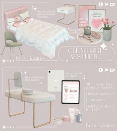 an info sheet describing the different types of bedding and furniture in this image are shown