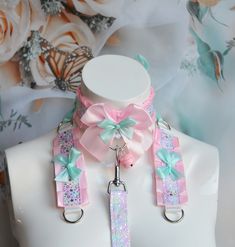 Premade Kitten play collar and leash set - Pastel rain - pastel choker necklace - kittenplay pet neko bdsm proof daddy kink gear - Nekollars Kitten Play Gear, Pastel Goth Decor, Creepy Cute Fashion, Kitten Play Collar, Fairy Kei Fashion, Kitten Collar, Animal Costumes, Collar Choker, Goth Decor