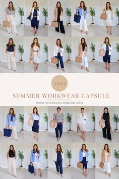 Summer Business Outfits, Mid Size Style, Spring Business Casual Outfits, Summer Work Outfits Office, Workwear Capsule Wardrobe, Summer Workwear, Summer Business Casual Outfits, Summer Business Casual, Workwear Capsule