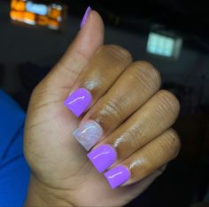 Purple Sweet 16 Nails Short, Shorties Nails Purple, Purple Nails Acrylic Short, Purple Short Acrylic Nails, Short Purple Acrylic Nails, Short Purple Nail Ideas, Purple Short Nails, Short Purple Nails, Kid Nails