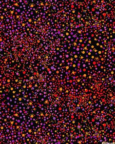 an image of colorful dots on a black background with red, orange and purple colors