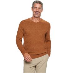 Men’s Peach Color Croft & Barrow V-Neck Sweater. Brand New Without Tag, Size Small. Sweaters Men, Tops Fall, Croft & Barrow, Knitted Pullover Sweaters, V Neck Sweater, Knitted Pullover, Vneck Sweater, Fabric Care, Pullover Sweaters