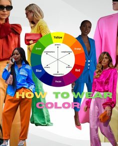 Opposite Color Outfit, Bold Color Outfits Summer, Green Colour Combinations Outfit, Outfit Palette, Color Matching Clothes, Colorful Fits, Tshirt Inspiration, Bright Colored Outfits, 2023 Ideas