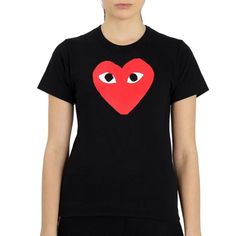 Comme Des Garcons Ladies Tops. Fashion category: T-Shirts & Henleys. SKU: P1T111-1. Color: Black. Comme Des Garcons Ladies Short-sleeve Big Heart Print T-shirt. Comme Des Garcons t-shirt is crafted from cotton with an embroidered red heart print on the chest. This t-shirt features a short sleeves, a ribbed crewneck, a regular-fit, and a straight hem. Material: 100% Cotton. Comme Des Garcons T Shirt, Fine Pens, Tops Fashion, Ladies Tops, Cheap Gifts, Big Heart, Ladies Tops Fashion, Comme Des Garcons, Heart Print