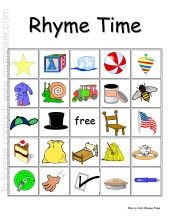 a printable rhyme time game with pictures and words to match the theme