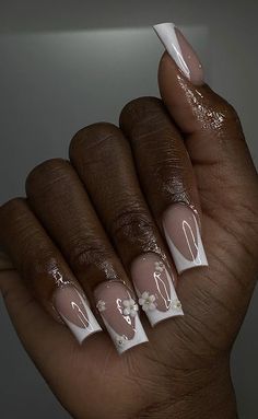 Acrylic Nails Yellow, Graduation Nails, Spring Acrylic Nails, White Acrylic Nails, Girly Acrylic Nails, Work Nails, French Tip Acrylic Nails, Short Square Acrylic Nails, Acrylic Nails Coffin Pink