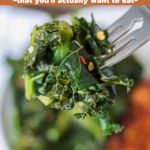 a close up of food on a fork in a bowl with broccoli and meat