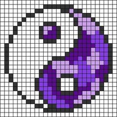 a cross stitch pattern with the letter o in purple and black on it's side