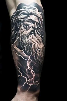 Zeus Tattoo Designs Zeus Tattoo Design Ideas, Zues Tattoo Mythology, Lightning Tattoo Ideas, Fable Tattoo, Zeus Tattoo Design, Lightning Tattoos, Anime Tattoo Ideas, Zeus Jupiter, Fantasy Tattoo