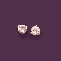 Ross-Simons - 1.50 ct. t. w. Morganite Stud Earrings in 14kt Rose Gold. Add a soft touch of romance to your everyday look with this blush pair of stud earrings. 14kt rose gold three-prong settings hold 1.50 ct. t. w. round morganites. Post/clutch, morganite stud earrings. Classic 14k Rose Gold Round Earrings, Rose Gold Solitaire Earrings In Fine Jewelry Style, Elegant Solitaire Rose Gold Earrings, Rose Gold Solitaire Earrings Fine Jewelry, Elegant Rose Gold Solitaire Earrings, Rose Gold Solitaire Earrings For Formal Occasions, Formal Rose Gold Solitaire Earrings, Fine Jewelery, Morganite