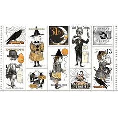 stamps with halloween characters and pumpkins on them