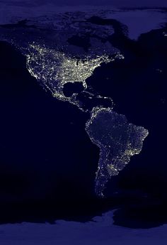 the earth is lit up at night and it looks like we are in outer space