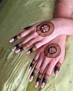 two women with henna tattoos on their hands