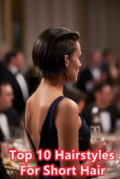 Short Hairstyle For Gala Night, Glam Ponytail Short Hair, Glamorous Short Hair, Short Party Hair, Hairstyles For Short Hair For Party, Short Formal Hairstyle, Short Hairstyle Women Party, Short Hair Hairdo, Short Holiday Hairstyles