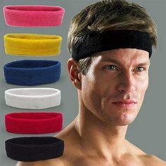 a man with six different colored headbands