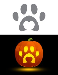 an orange pumpkin with a dog's paw print on the front and back side