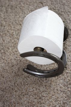 a roll of toilet paper sitting on top of a metal holder