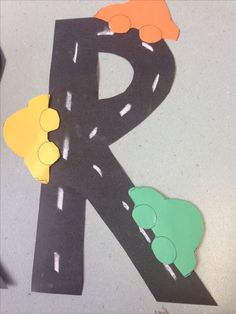 the letter r is made out of construction paper