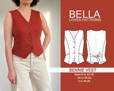 a women's vest sewing pattern with buttons