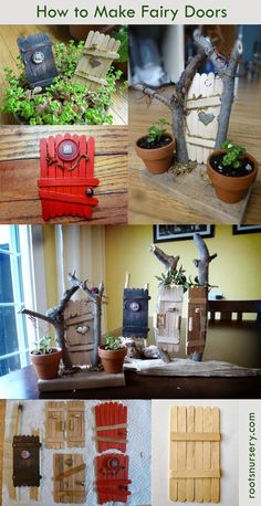 several pictures of different things made out of wood