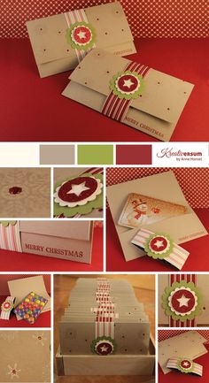 several different pictures of christmas cards and envelopes