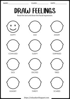 draw feelings worksheet for kids to help them learn how to write the words