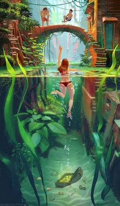 Pencemaran Udara, Arte Pin Up, Under The Water, Fantasy Magic, Environment Design, 판타지 아트, Disney Films, Mix Media, Fantasy World