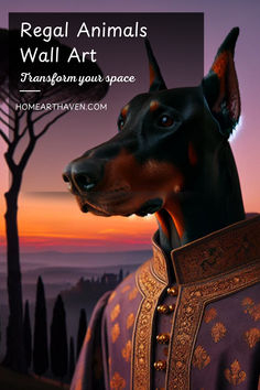 Dusk's Regal Doberman Canvas Doberman Painting, Misty Landscape, Doberman, For Lovers